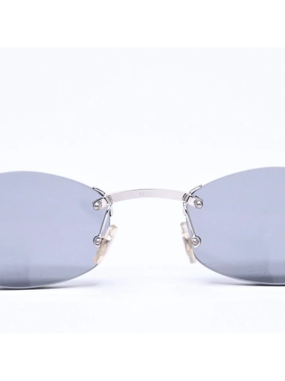 Cartier Rimless Oval Sunglasses 2C Motif Black Allie Silver Eyewear